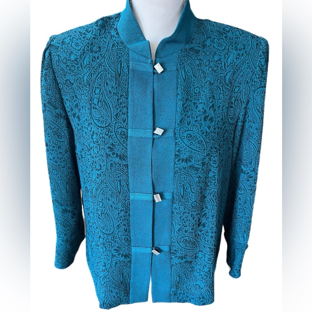 🔥🔥K Studio Women’s Blazer Green/black Paisley Design Size 12